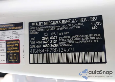 2024 Mercedes-Benz Gle 350 4Matic из США, поврежденный, VIN 4JGFB4FB7RB124591